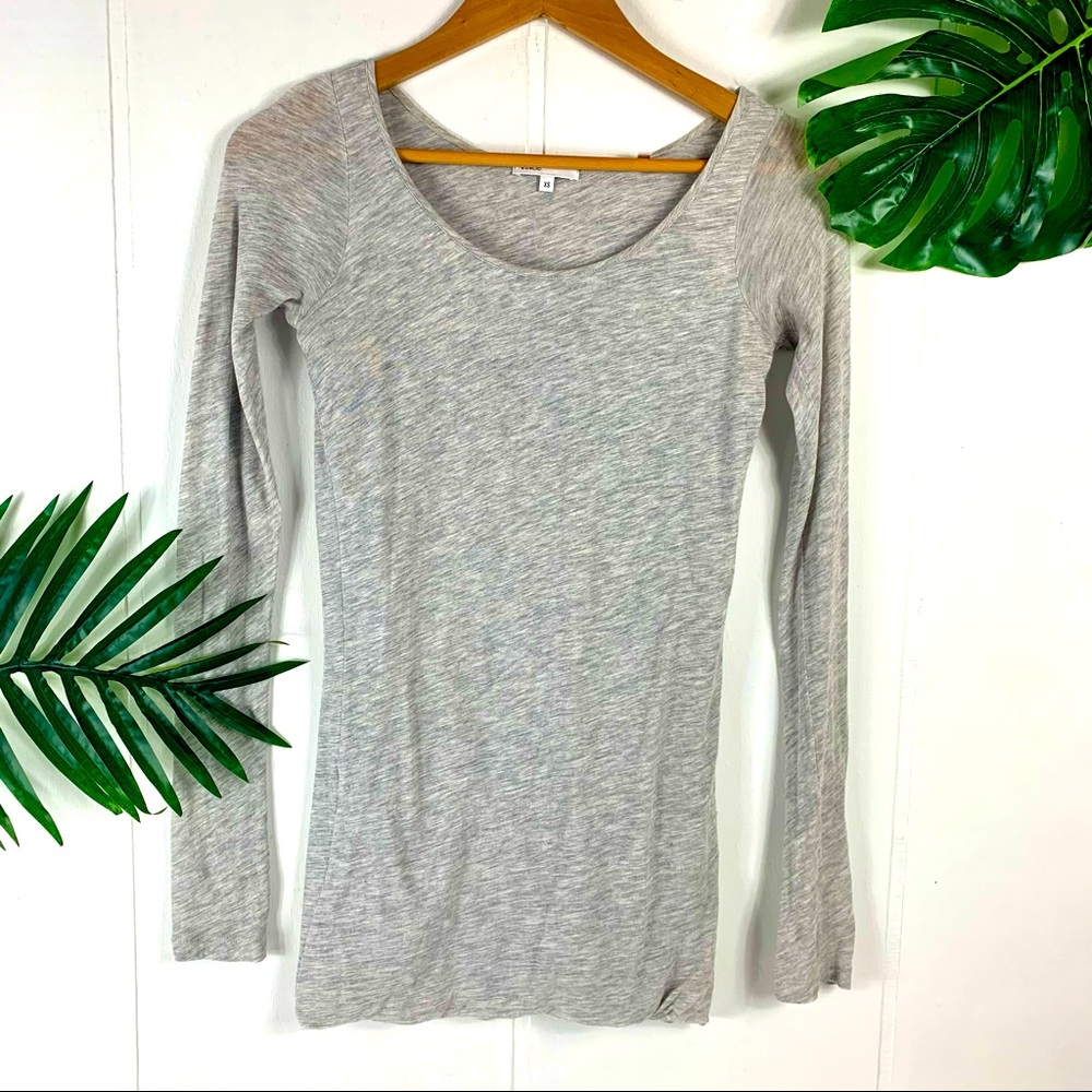 VINCE Basics Gray Long Sleeve Tunic Layering Top